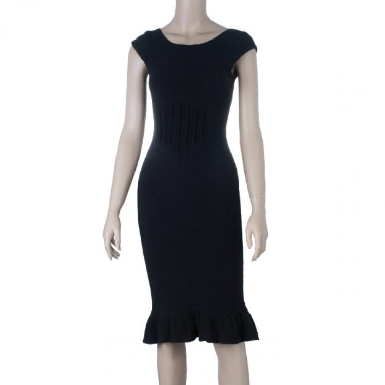 Pre Owned Emporio Armani Fitted Ruffle Hem Dress S