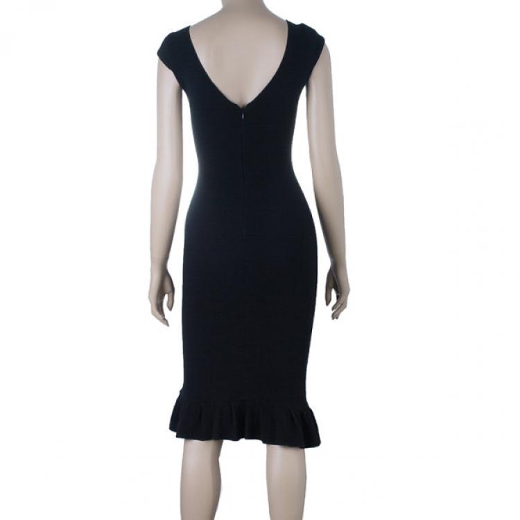 Pre Owned Emporio Armani Fitted Ruffle Hem Dress S