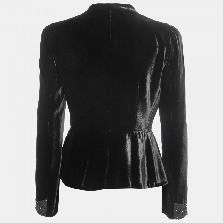 Emporio Armani Black Velvet Embellished Blazer M Emporio Armani TLC