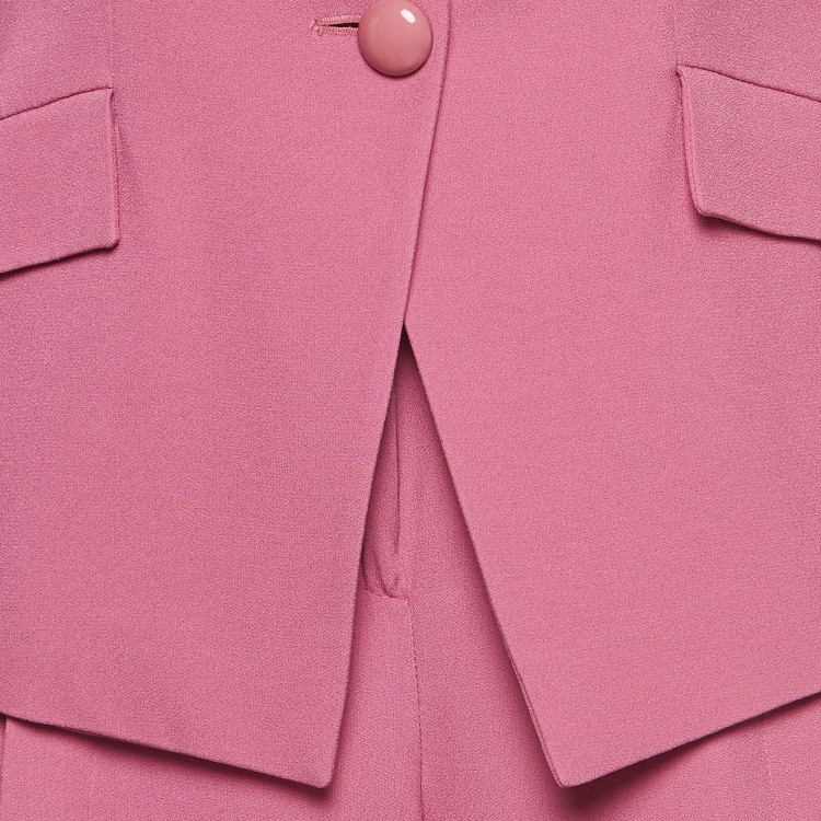 Pre Owned Emporio Armani Pink Crepe Single Breasted Blazer Suit M