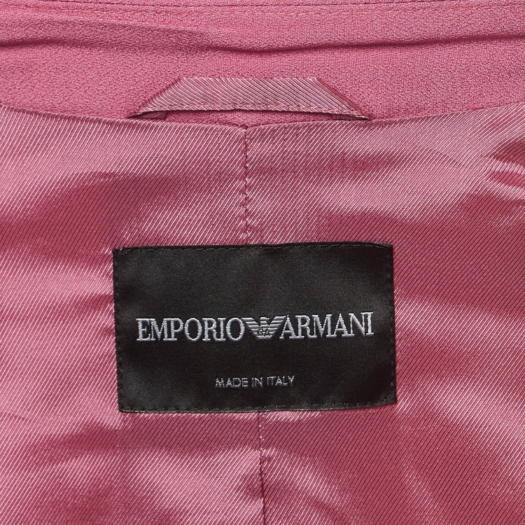 Pre Owned Emporio Armani Pink Crepe Single Breasted Blazer Suit M