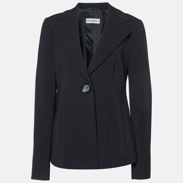 Pre Owned Emporio Armani Black Wool Blend Tailored Blazer M