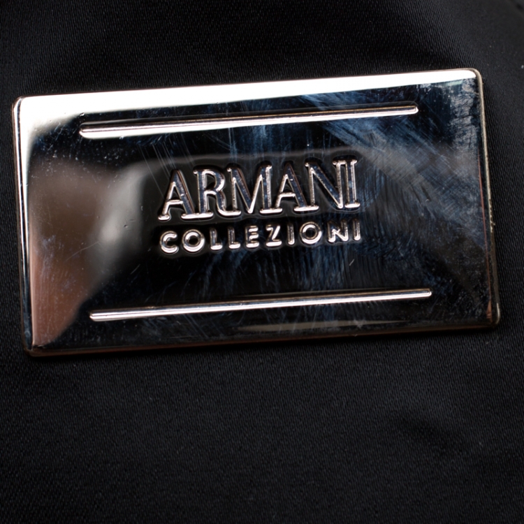 Pre Owned Armani Collezioni Silver Coated Nylon Chain Satchel