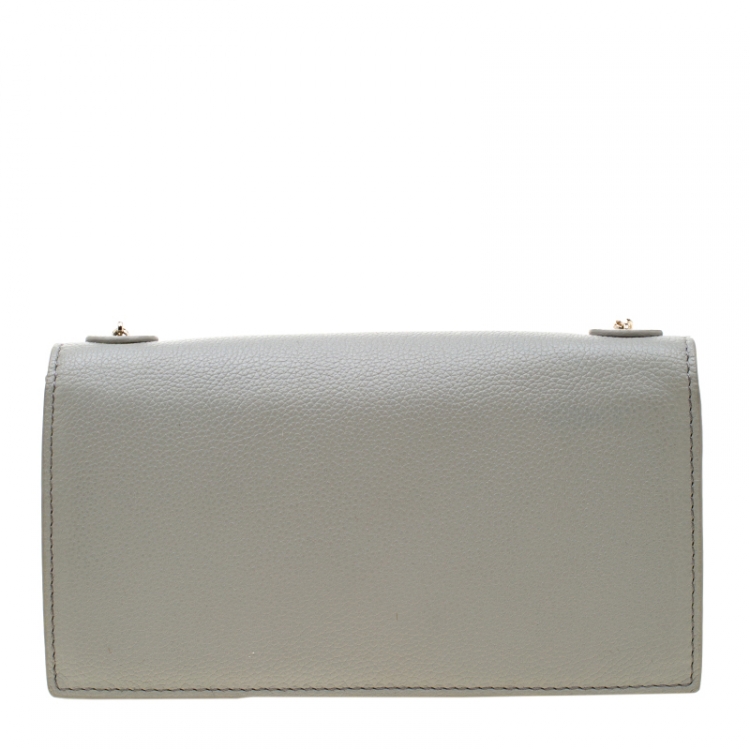 Pre Owned Emporio Armani Grey Leather Chain Crossbody Bag