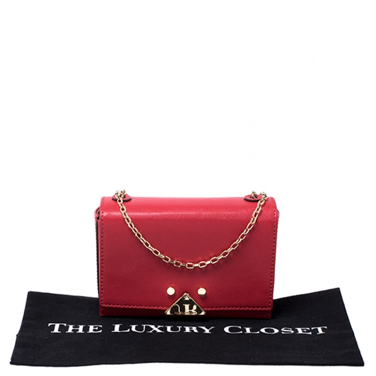 Pre Owned Emporio Armani Red Leather Flap Crossbody Bag