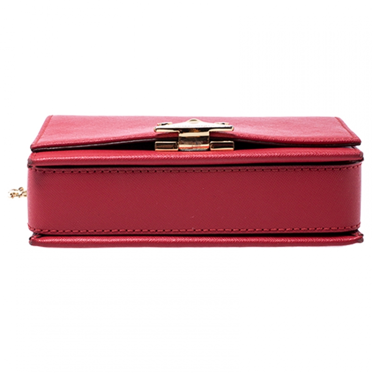 Pre Owned Emporio Armani Red Leather Flap Crossbody Bag