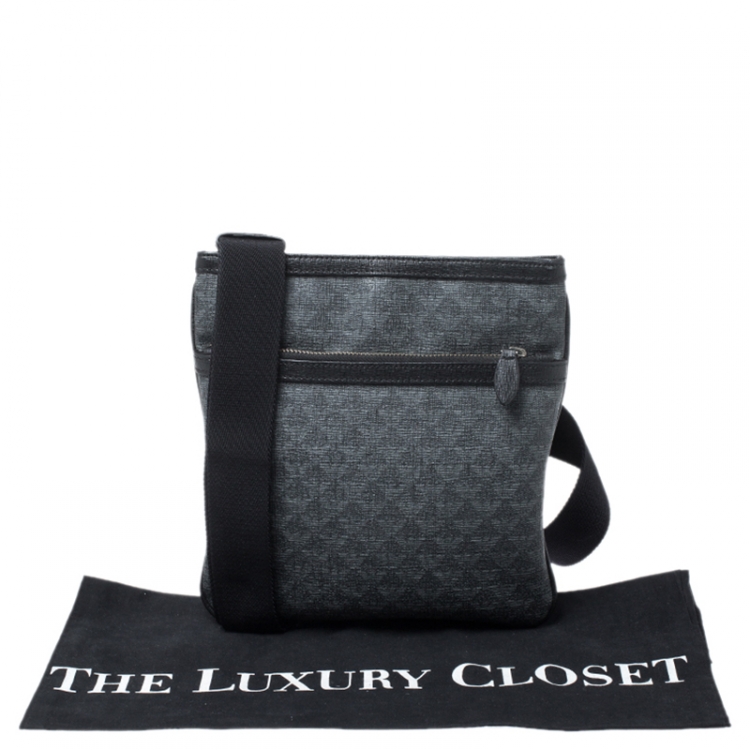 Pre Owned Emporio Armani Grey/Black Coated Canvas Messenger Bag