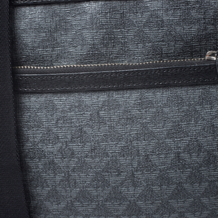 Pre Owned Emporio Armani Grey/Black Coated Canvas Messenger Bag