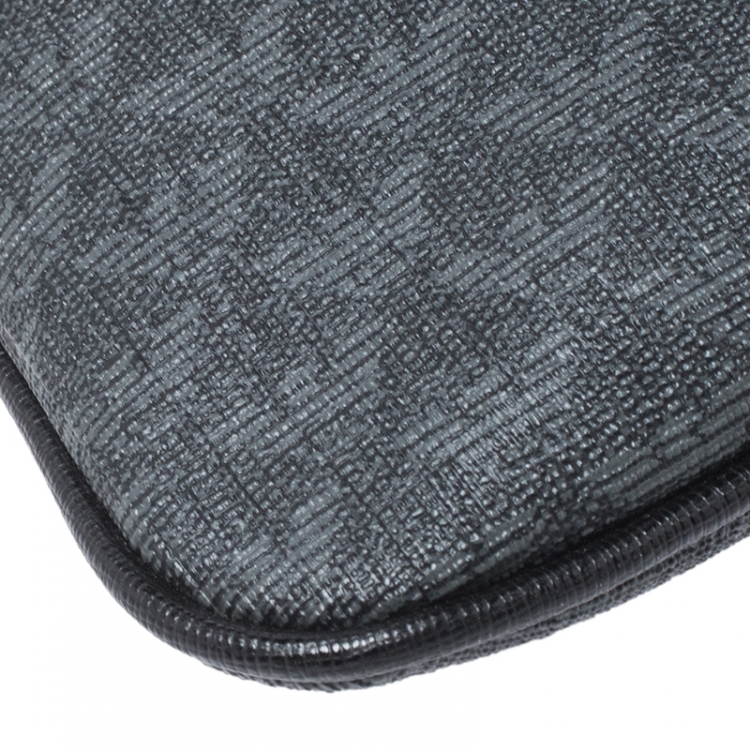 Pre Owned Emporio Armani Grey/Black Coated Canvas Messenger Bag