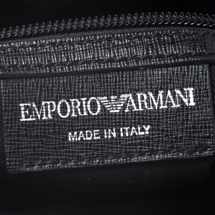 Pre Owned Emporio Armani Grey/Black Coated Canvas Messenger Bag