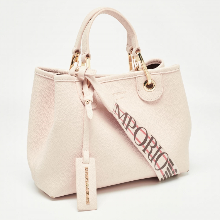 Pre Owned Emporio Armani Blush Pink Leather Small MyEA Shopper Tote