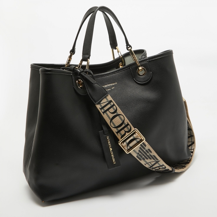 Pre Owned Emporio Armani Black Leather MyEA Tote