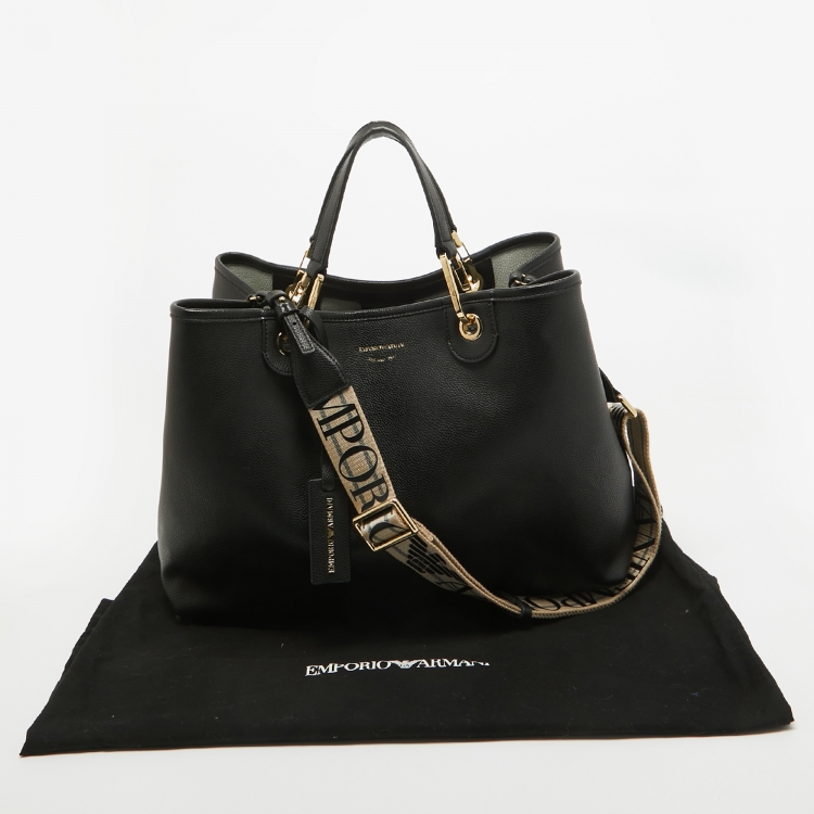 Pre Owned Emporio Armani Black Leather MyEA Tote