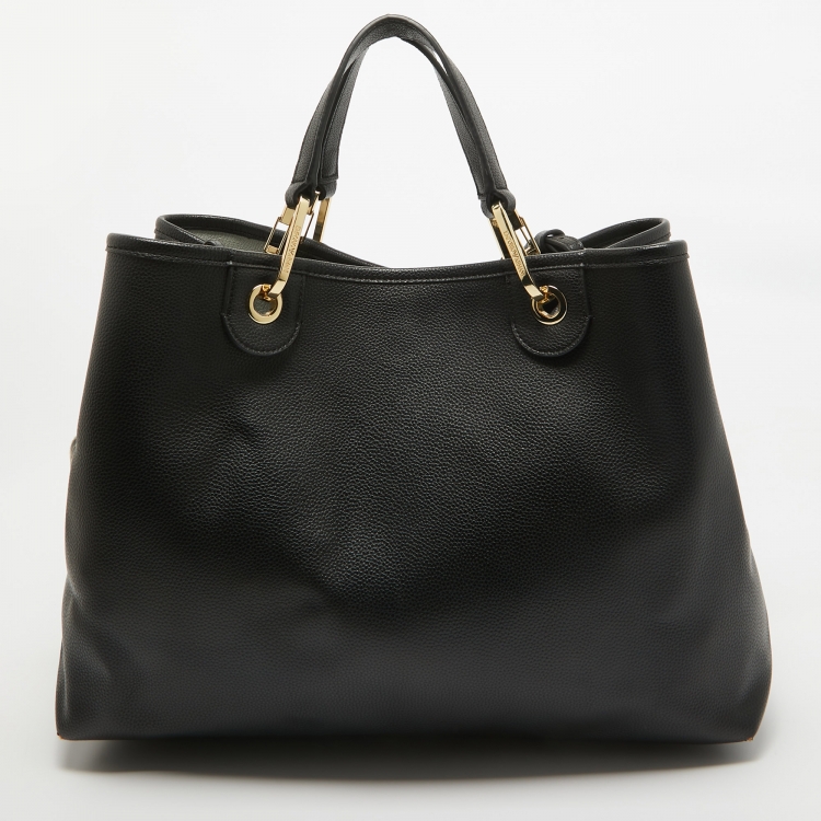 Pre Owned Emporio Armani Black Leather MyEA Tote