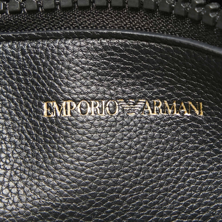 Pre Owned Emporio Armani Black Leather MyEA Tote