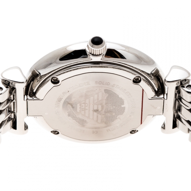 Pre Owned Emporio Armani Mother of Pearl Stainless Steel Classic AR1682 Women's Wristwatch 32 mm