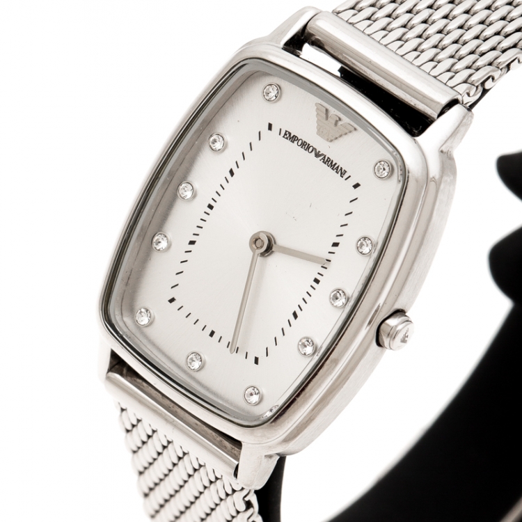 مملوكة مسبقًا Emporio Armani Silver Stainless Steel Epsilon AR2495 Women's Wristwatch 24 mm