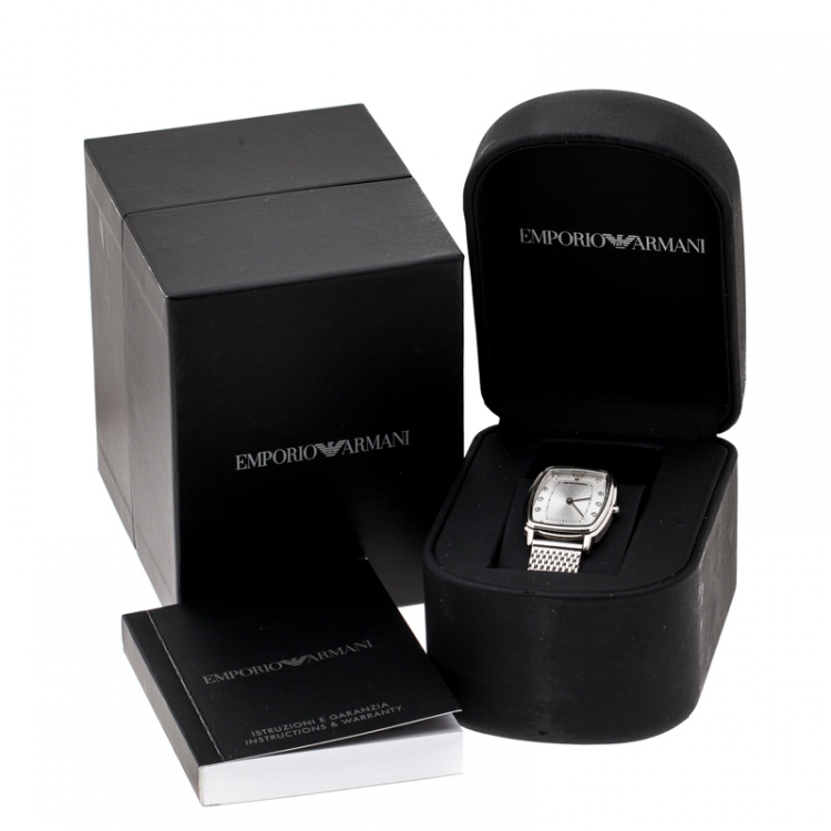 مملوكة مسبقًا Emporio Armani Silver Stainless Steel Epsilon AR2495 Women's Wristwatch 24 mm