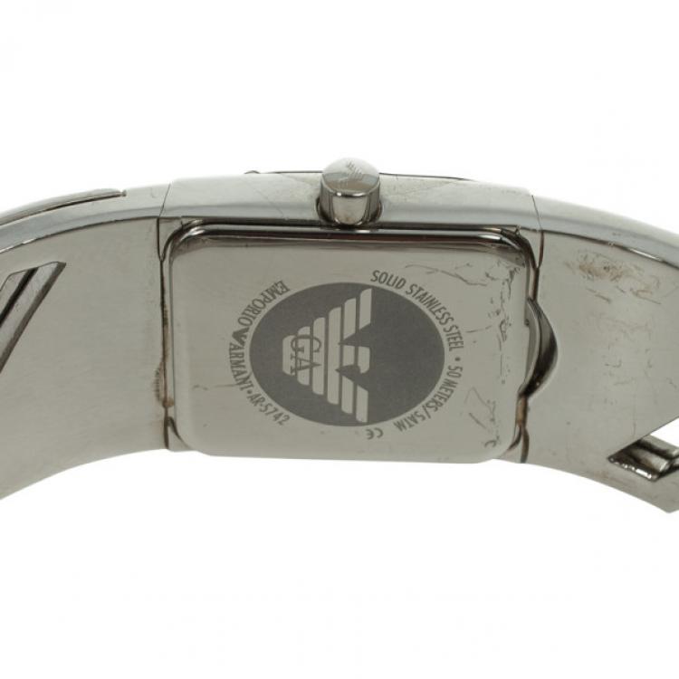 Pre Owned Emporio Armani Crystal Set Bangle Womens Wristwatch 20 MM