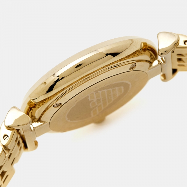 Pre Owned Emporio Armani Mother Of Pearl Gold PVD Coated Stainless Steel Classic AR1907 Women's Wristwatch 32 mm