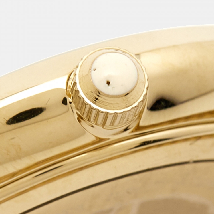 Pre Owned Emporio Armani Mother Of Pearl Gold PVD Coated Stainless Steel Classic AR1907 Women's Wristwatch 32 mm