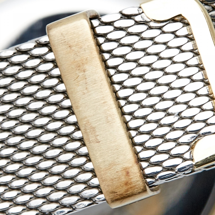 Pre Owned Emporio Armani Mother of Pearl Two Tone Stainless Steel AR2068 Women's Wristwatch 32 mm 