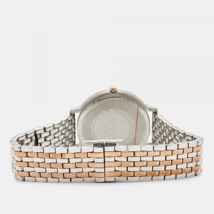 مملوكة مسبقًا Emporio Armani Mother of Pearl Two Tone Stainless Steel  AR80019 Women's Wristwatch 32 mm &  Earings Set