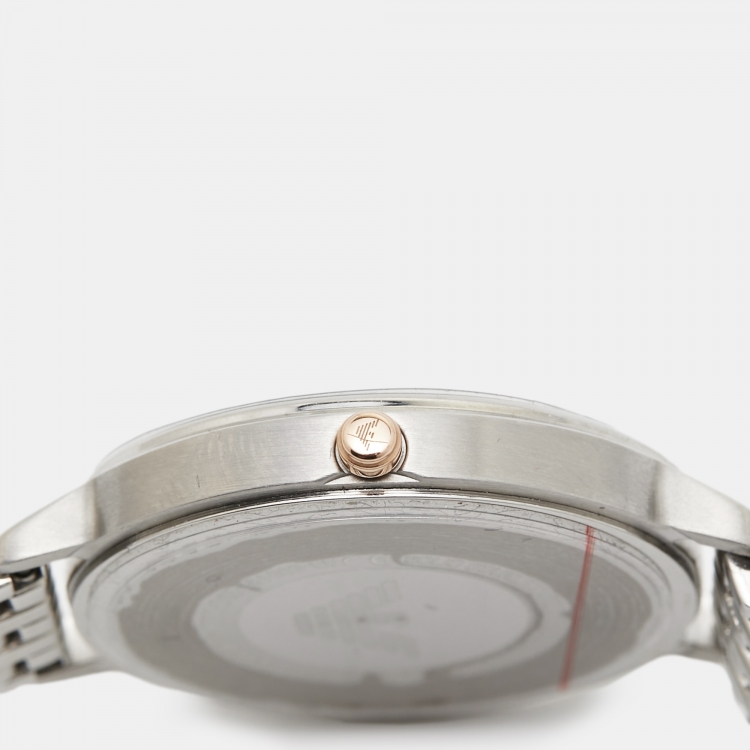 مملوكة مسبقًا Emporio Armani Mother of Pearl Two Tone Stainless Steel  AR80019 Women's Wristwatch 32 mm &  Earings Set