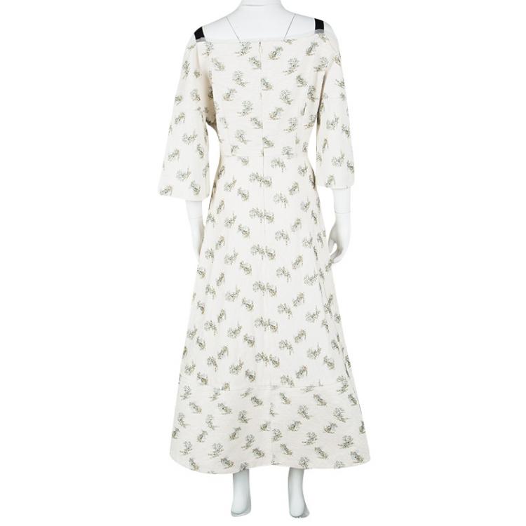 Pre Owned Erdem SS'17 Ivory Ottoman Jacquard Floral Karol Dress L