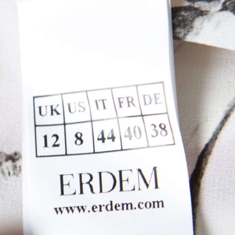 Pre Owned Erdem Parrot Printed Silk Chiffon Printed Handkerchief Hem Kaylah Dress M