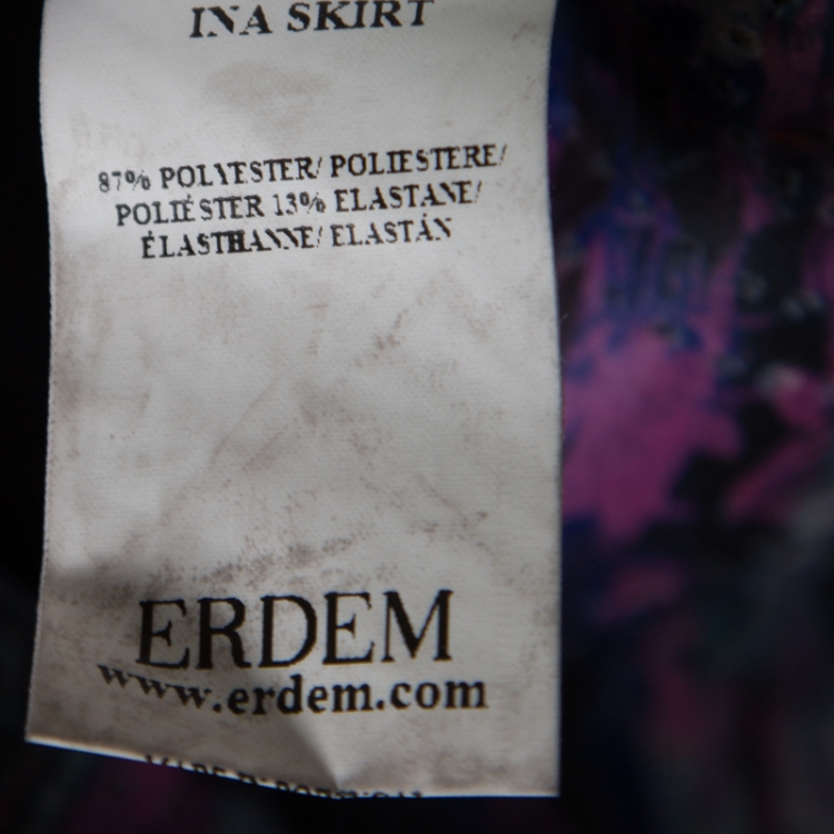 Pre Owned Erdem Pink Perforated Floral Print Ina Moreau Pleated Midi Skirt M