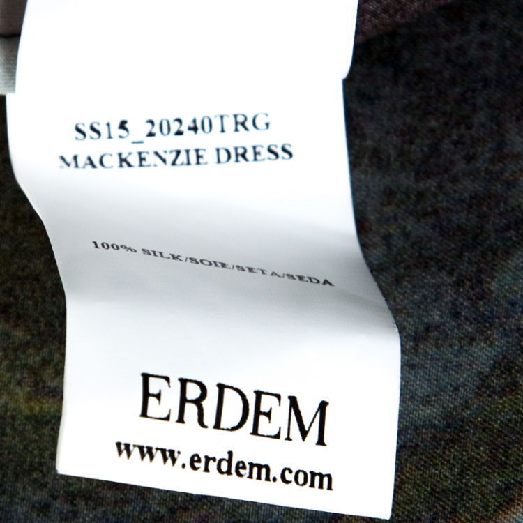 Pre Owned Erdem Multicolor Leaf Print Silk Mackenzie Tamae Sleeveless Dress M
