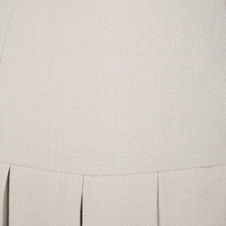 Pre Owned Ermanno Scervino Beige Wool Pleated Mini Skirt L