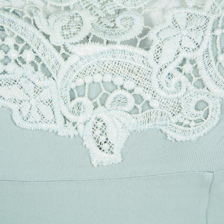 Pre Owned Ermanno Scervino Pastel Green Lace Detail Sleeveless Dress M