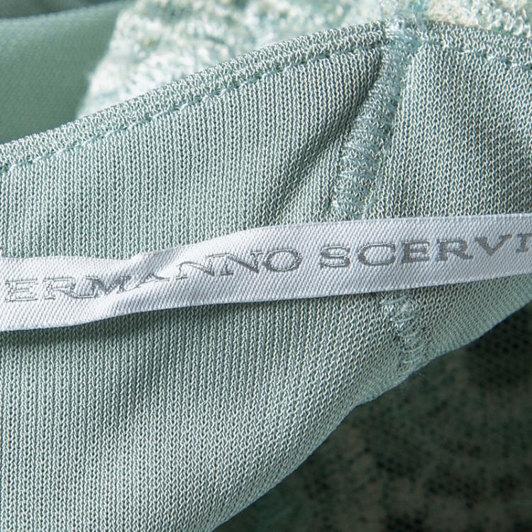 Pre Owned Ermanno Scervino Pastel Green Lace Detail Sleeveless Dress M