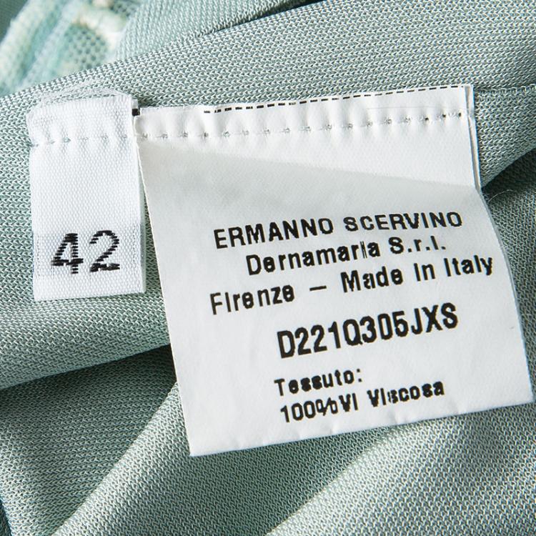 Pre Owned Ermanno Scervino Pastel Green Lace Detail Sleeveless Dress M
