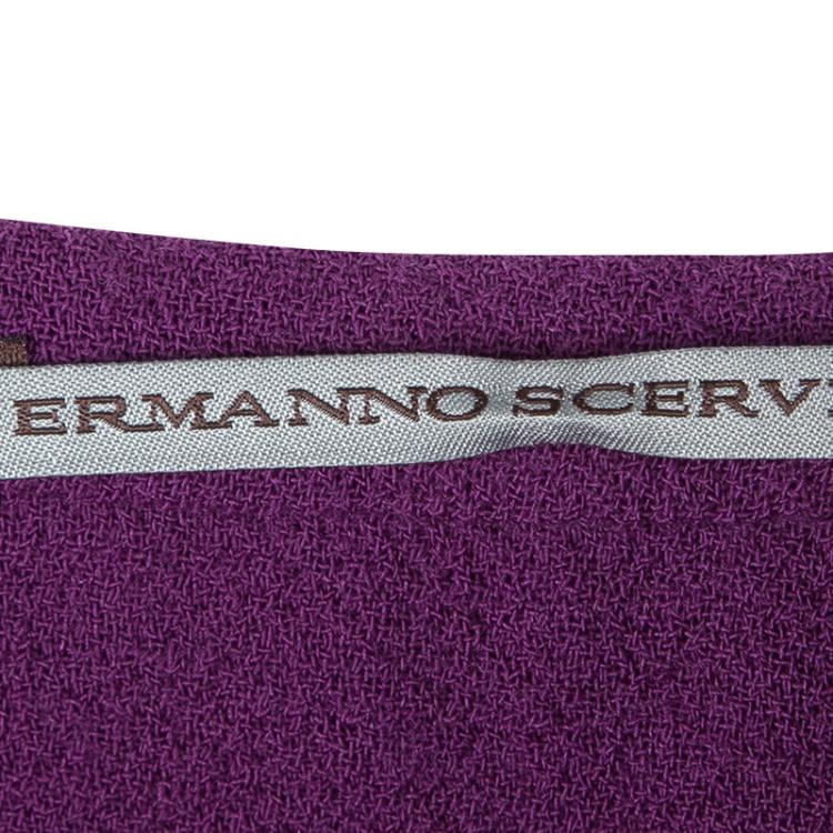مملوكة مسبقًا Ermanno Scervino Purple Wool High Waist Midi Skirt M
