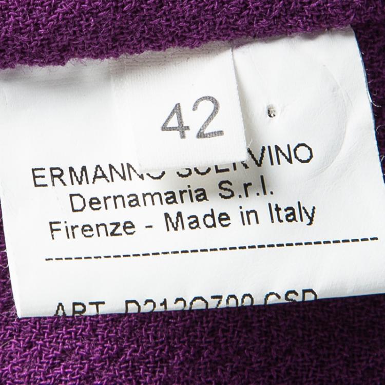 مملوكة مسبقًا Ermanno Scervino Purple Wool High Waist Midi Skirt M