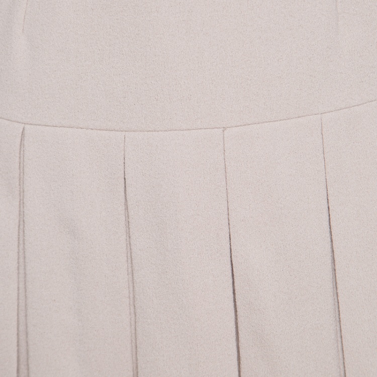 Pre Owned Ermanno Scervino Beige Wool Pleated Mini Skirt M