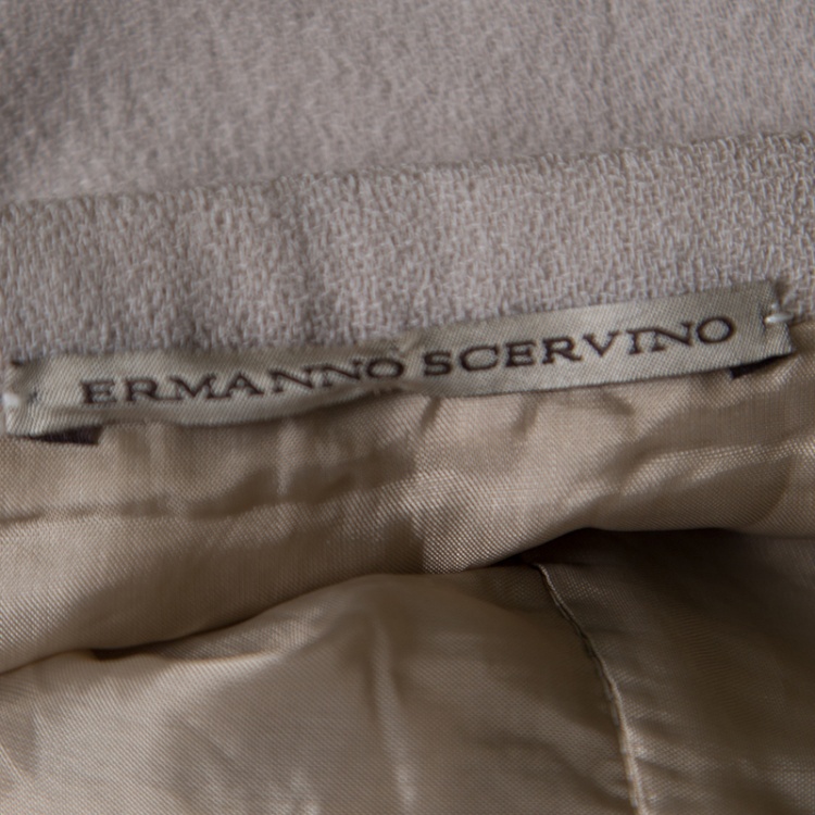 Pre Owned Ermanno Scervino Beige Wool Pleated Mini Skirt M