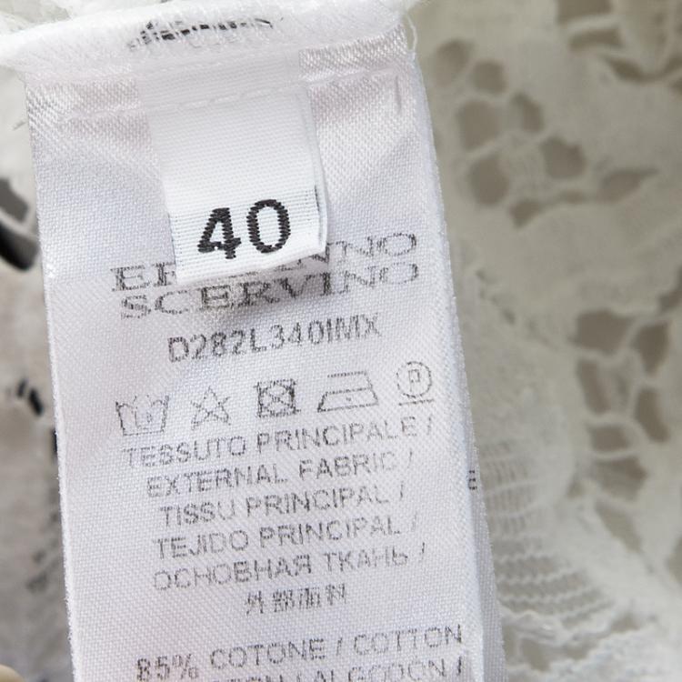 Pre Owned Ermanno Scervino White Floral Lace Sleeveless Top S