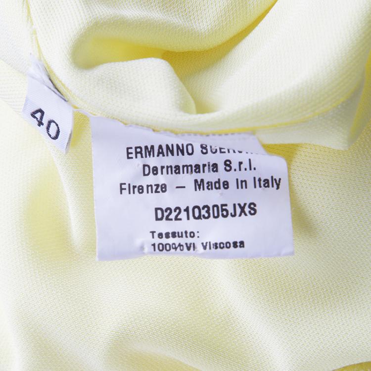 Pre Owned Ermanno Scervino Yellow Knit Lace Detail Sleeveless Dress S