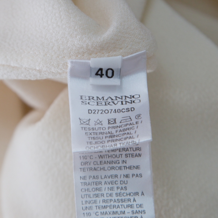 مملوكة مسبقًا Ermanno Scervino Cream Textured Wool Inverted Pleat A Line Skirt S