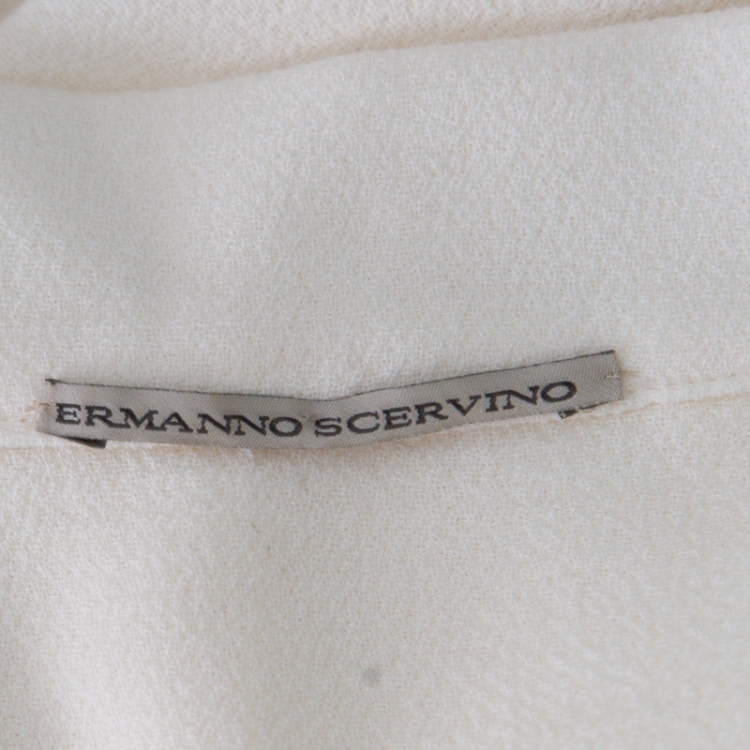 مملوكة مسبقًا Ermanno Scervino Cream Textured Wool Inverted Pleat A Line Skirt S