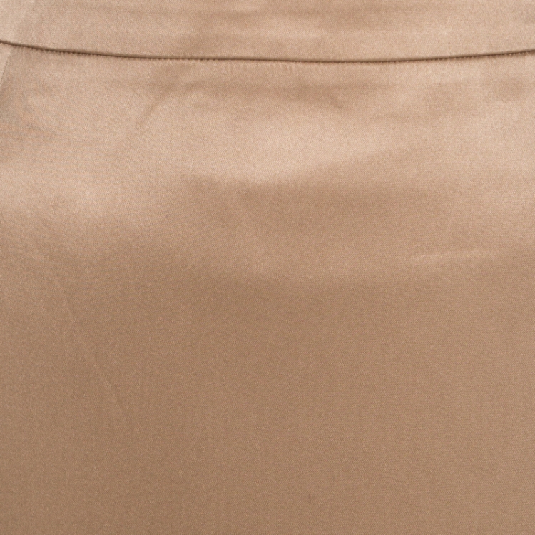 Pre Owned Escada Beige Silk Satin Tailored Pencil Skirt M