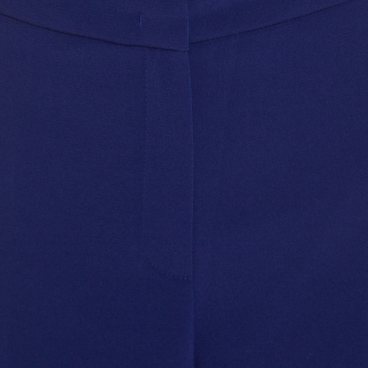 Pre Owned Escada Bluebell Blue Crepe High Waist Tovah Trousers L