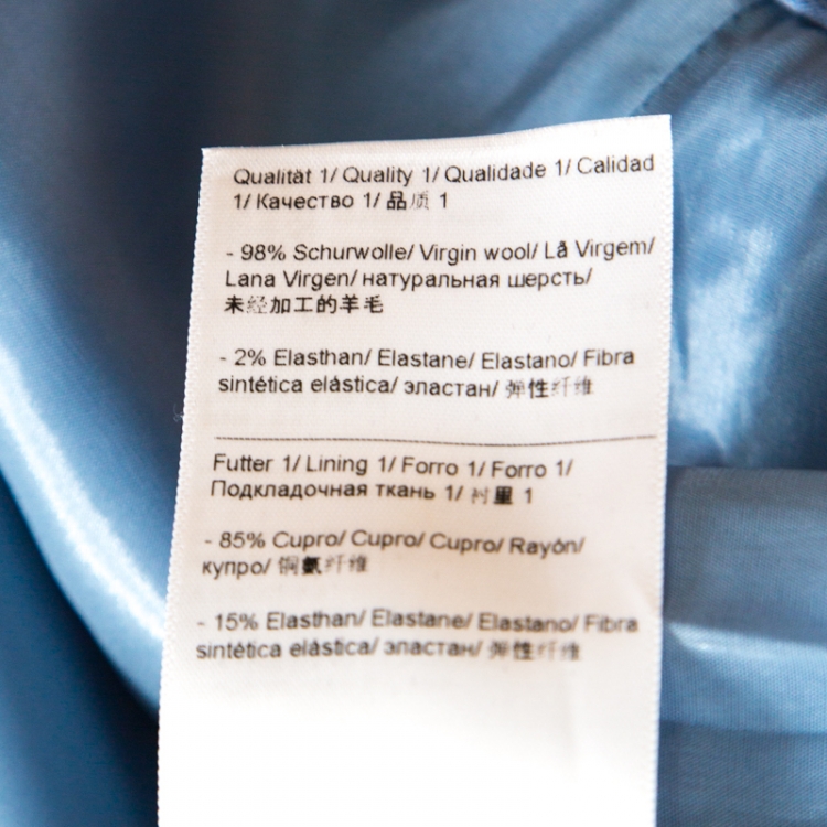 Pre Owned Escada Sky Blue Wool Crepe High Waist Tovah Trousers L