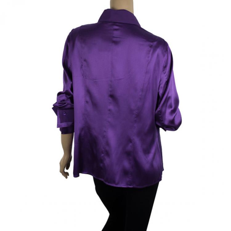Pre Owned Escada Purple Silk Button Down Top L