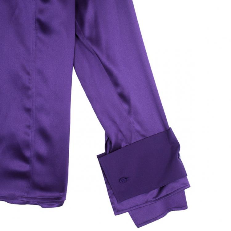 Pre Owned Escada Purple Silk Button Down Top L