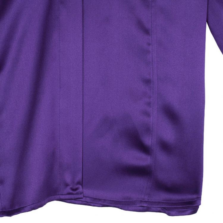 Pre Owned Escada Purple Silk Button Down Top L